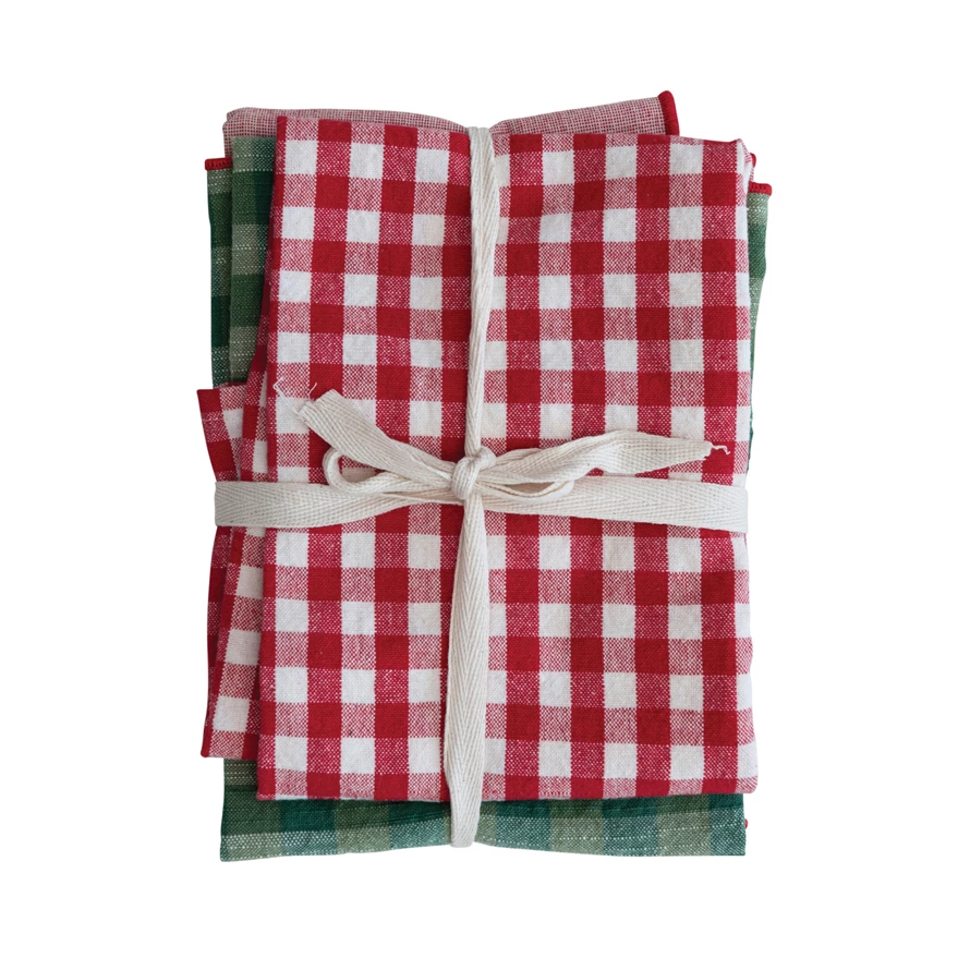 Creative Co-Op Woven Cotton Tea Towels with Stripes