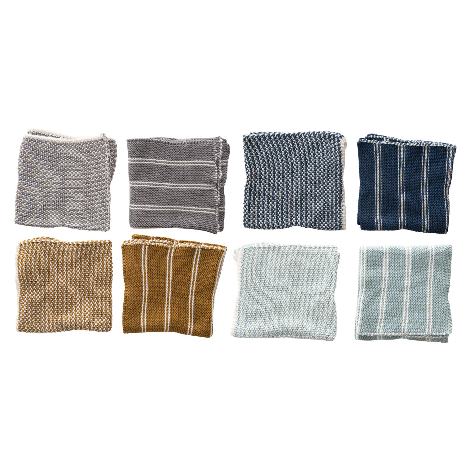 Creative Co-op Cotton Knit Dish Cloths in Cotton Bag