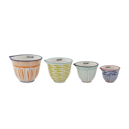 Stoneware Batter Bowl Shaped Measuring Cups Set By Creative Co-op