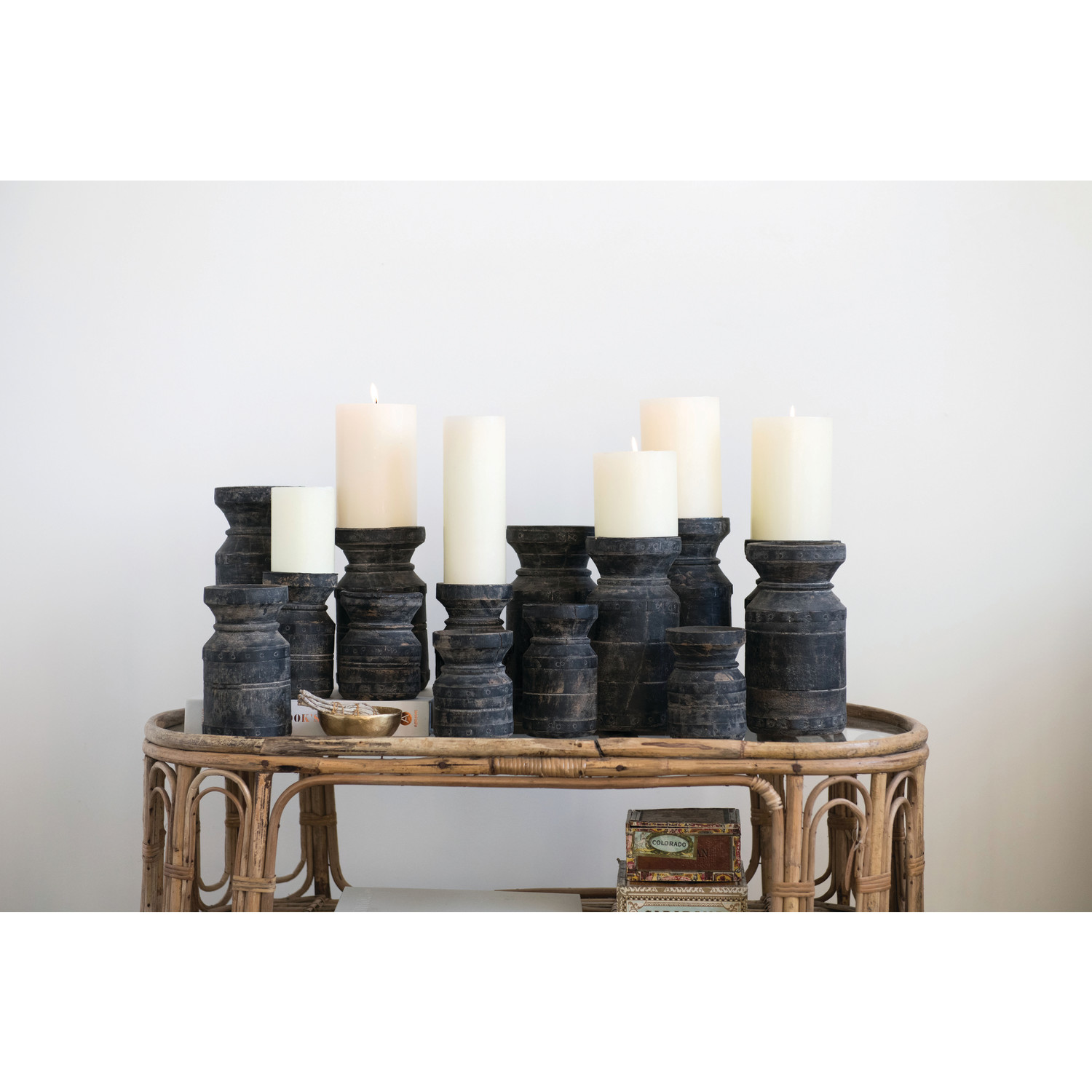 1/2/4/6pcs Column Candle Holder & 5*7cm Round Candles Creative