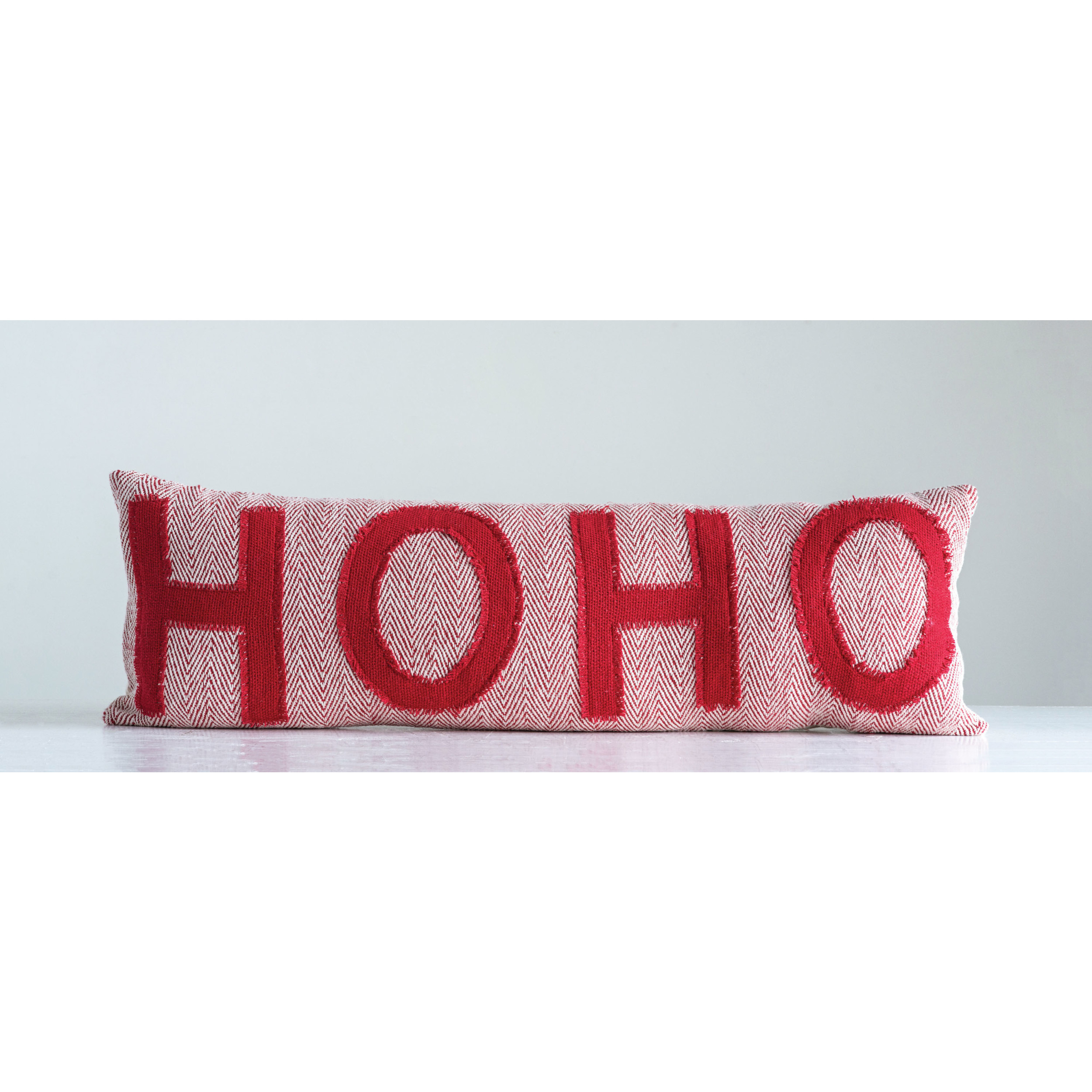 Red & White Ho Ho Ho Oblong Christmas Throw Pillow, 14x24