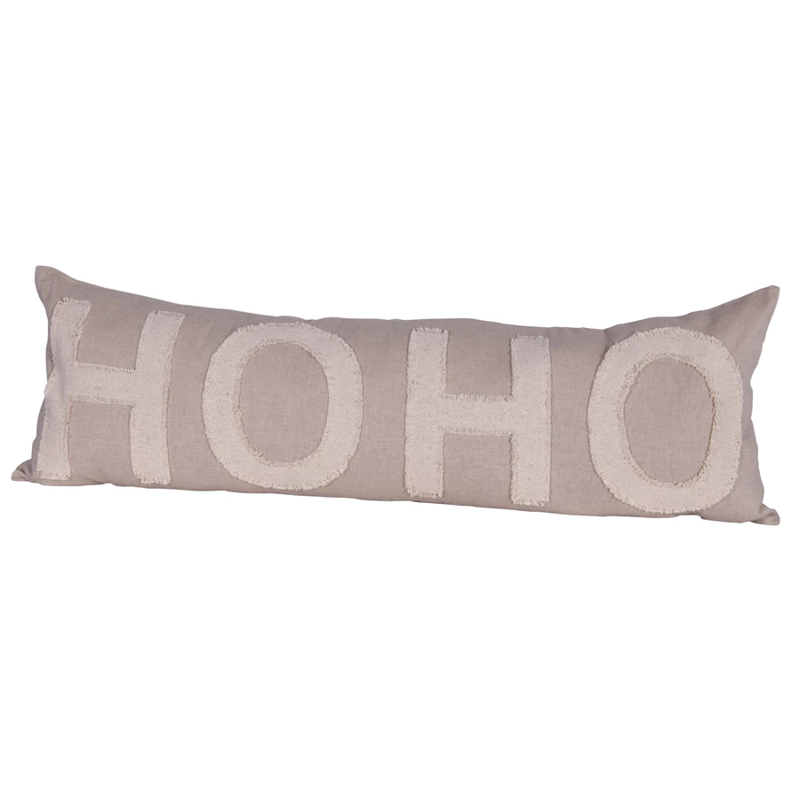 Creative Co-op Tufted Lumbar Pillow with Chambray Back | Wool Blend