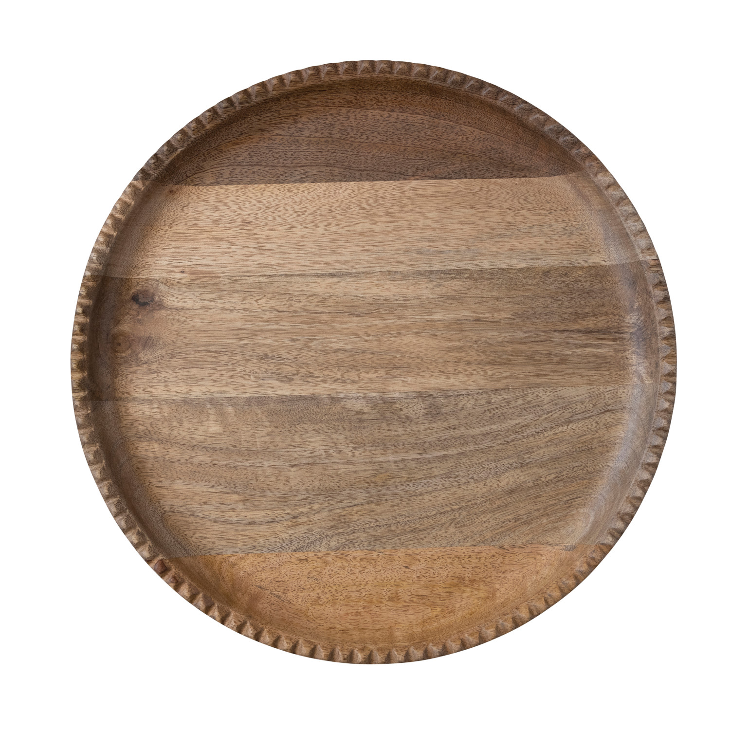 Mango Wood Lazy Susan w/ Scalloped Edge, Natural