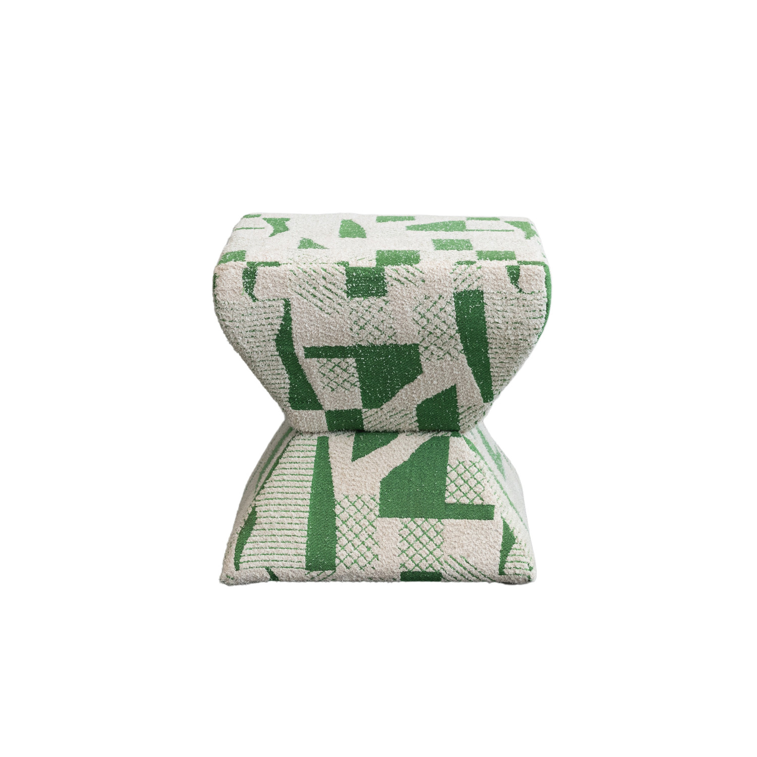 Mango Wood & Cotton Jacquard Upholstered Stool/Ottoman