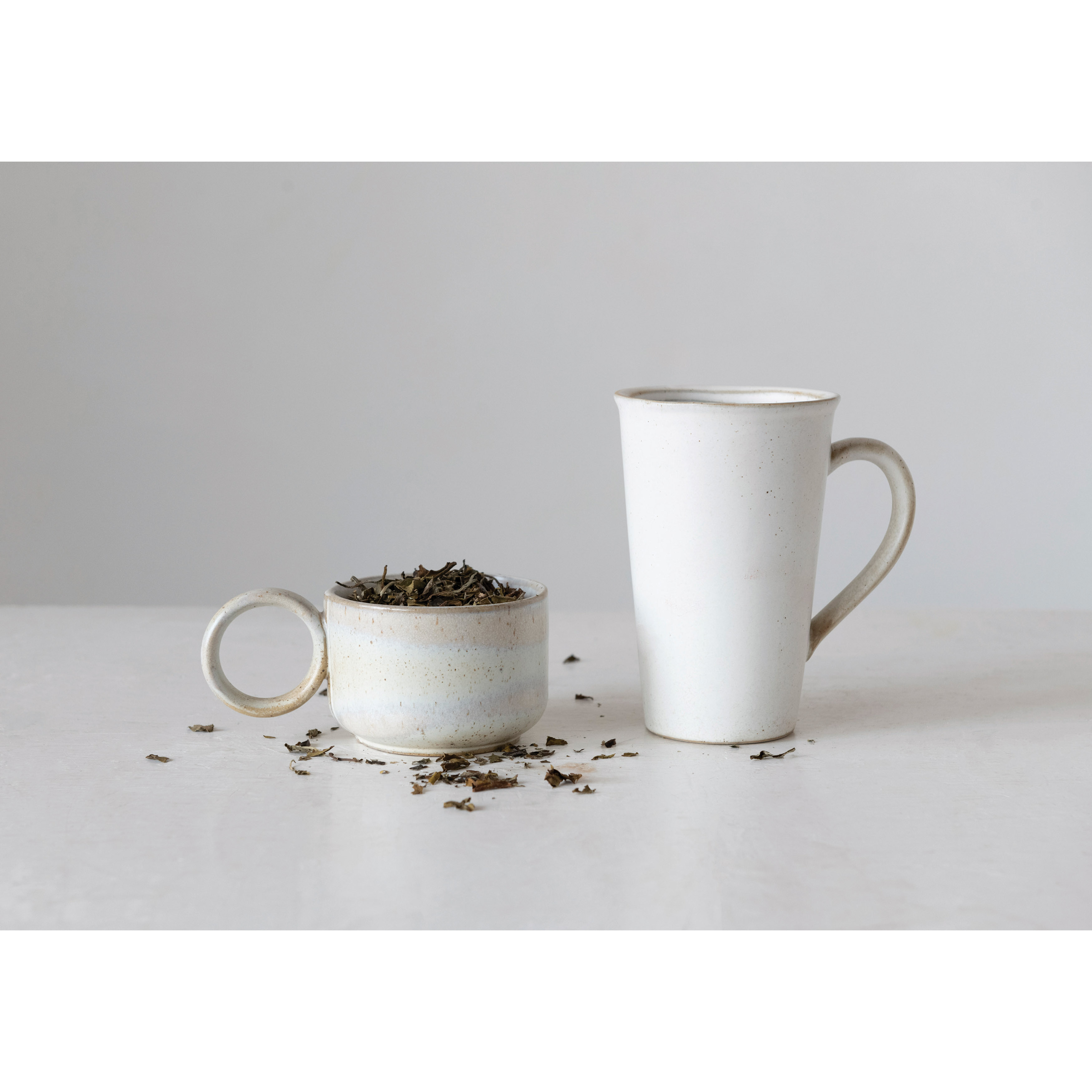 Creative Co-Op Stoneware Cup w/ Tea Bag Holder, Black/Grey – Little Red Hen