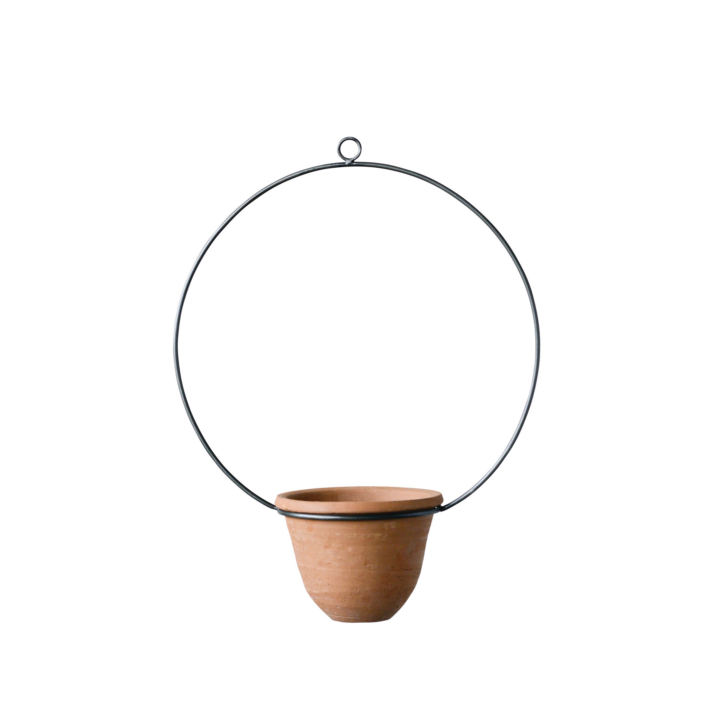 16 1 2L X 7W X 16H Hanging Terra Cotta Planter W Metal Hanger Set Of 2   Da8953 