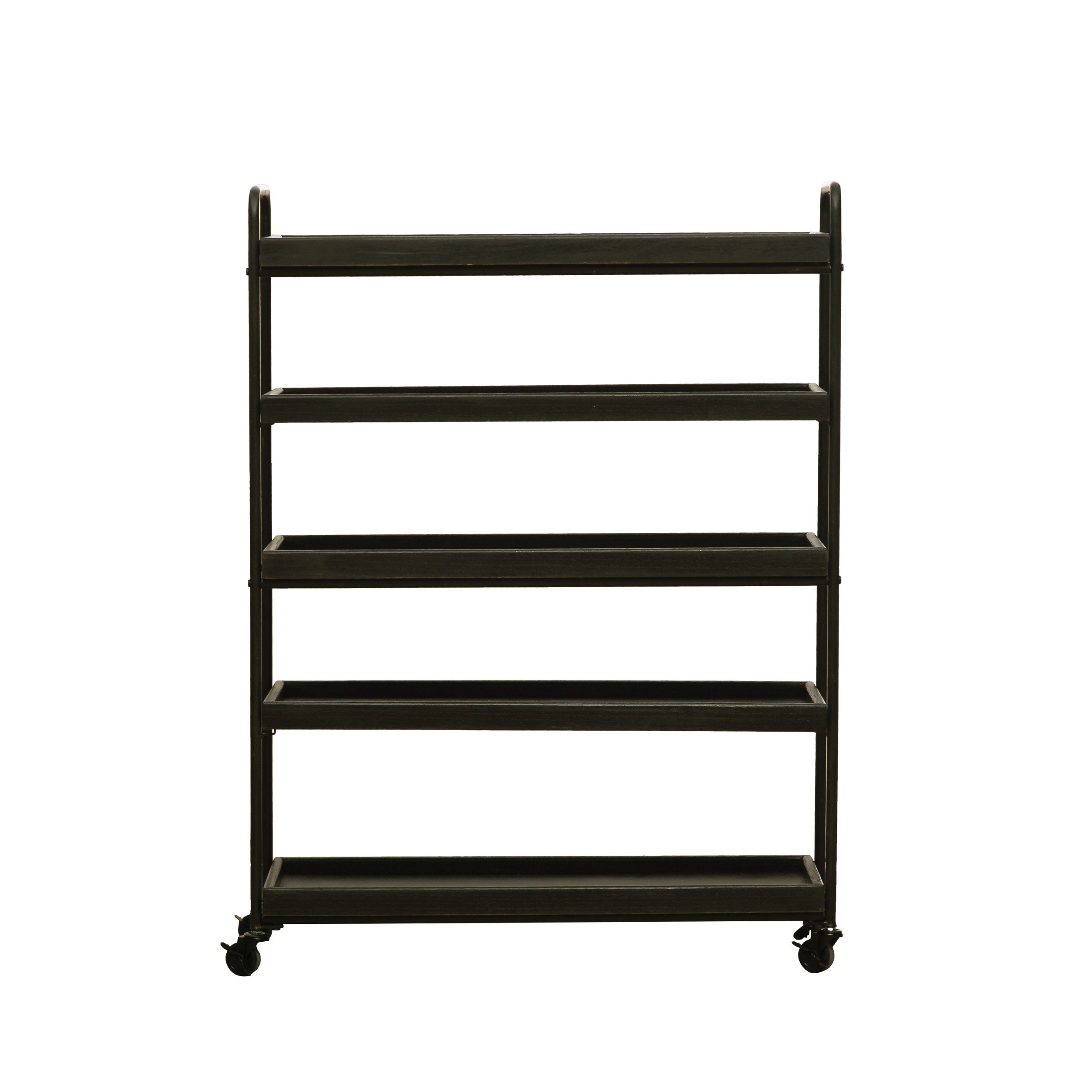 32 3 4W X 12D X 44 1 4H Wood Metal 5 Tier Shelf On Casters Black KD   Df2638 