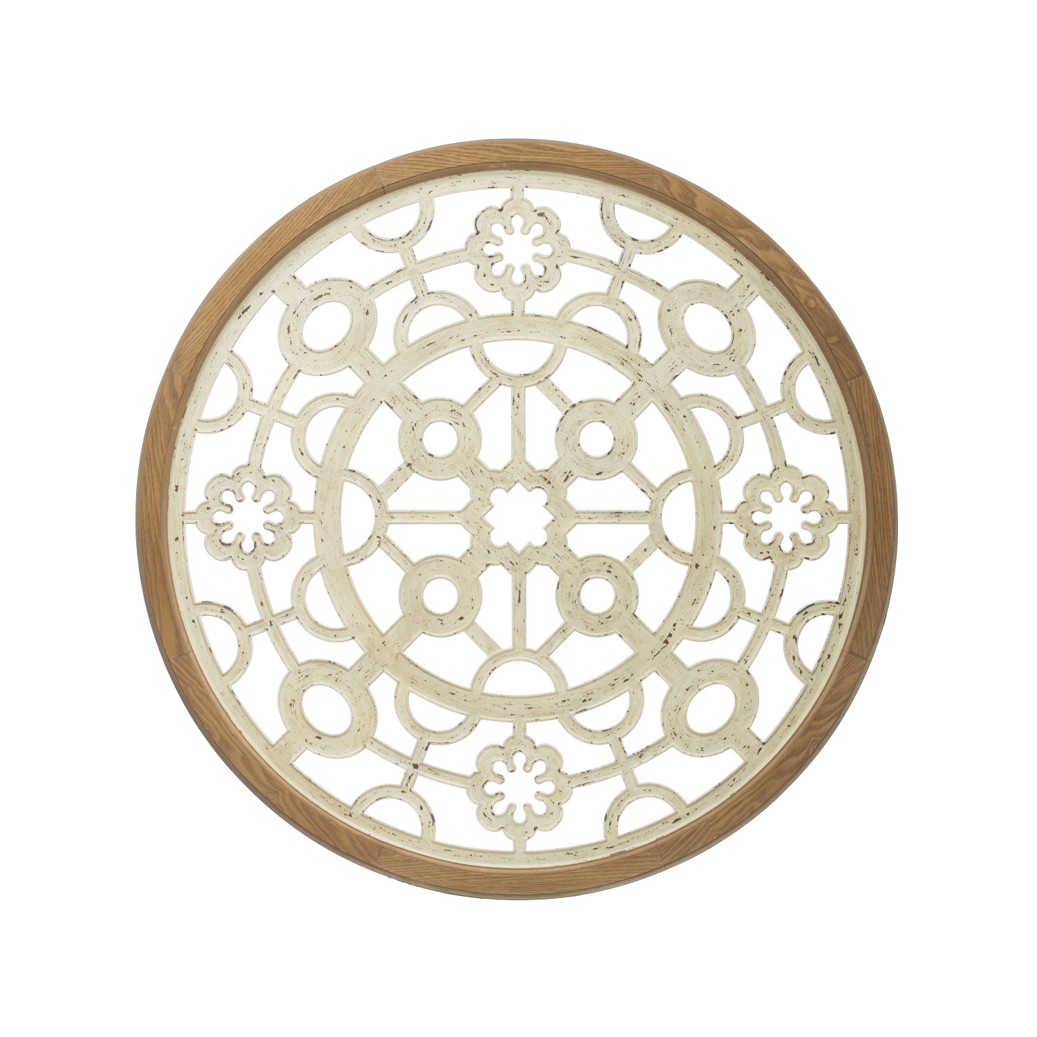 371/4&quot; Round Metal &amp; Wood Medallion Wall Decor, White